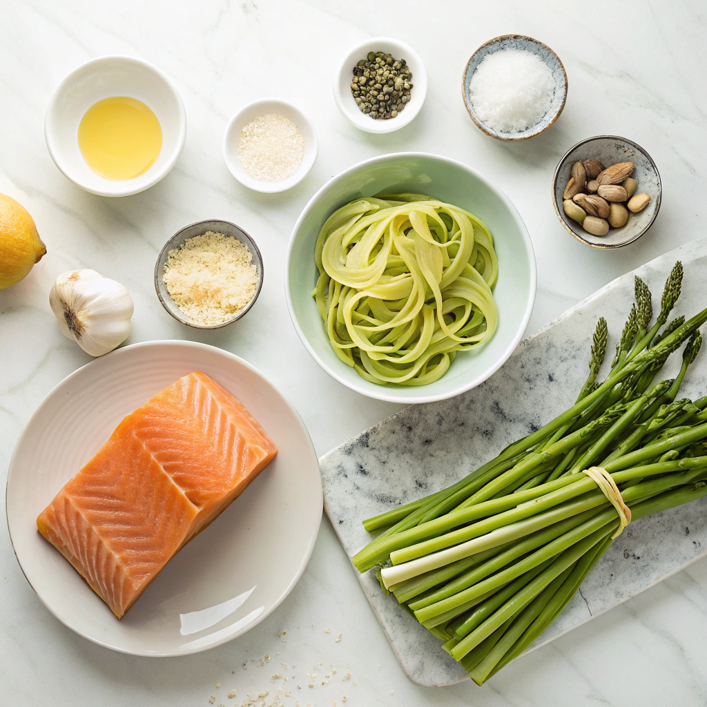 garlic-butter-salmon-asparagus-linguine